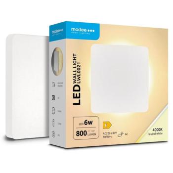 Modee LED Fali Lámpa (LWL0021) 6W IP65 135x135x42mm 4000K (800lm) Fehér, 110°, CRI>80, természetes fehér kép