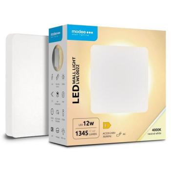 Modee LED Fali Lámpa (LWL0022) 12W IP65 165x165x61mm 4000K (1345lm) Fehér, 110°, CRI>80, természetes fehér kép