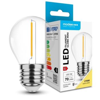 Modee LED Izzó Filament G,Mini G45 1W E27 320° 2700K (70lm), CRI>80, meleg fehér, IP20 kép