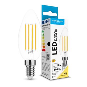 Modee LED Izzó Filament Gyertya C35 7W E14 360° 2700K (806 lumen) ERP kép