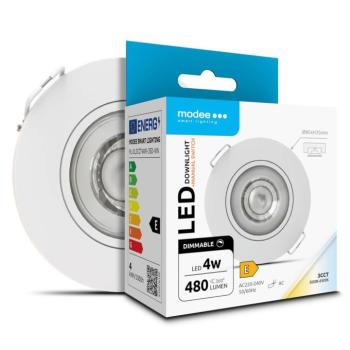 Modee LED Mélysugárzó Kerek 4W 3CCT IP44 Ø80xH32mm (480lm) fehér dimmelhető, 36°, CRI>80
