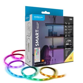 Modee LED Smart (Remote) Szalag 12W IP20 +érzékelő 2700K+RGB (480lm) 3M, 120°, CRI>80, meleg fehér kép