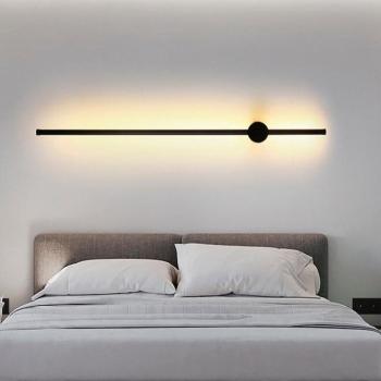 Modern fekete fali lámpa, 121 cm | Fém ház, 1 x 24W LED, 3000K, 2400 Lm | Elegáns skandináv dizájn kortárs terekhez kép