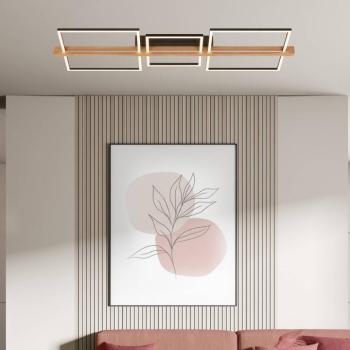 Moldura LED mennyezeti világítás, 108x35 cm, fa, fém, fekete kép