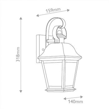 Mount Vernon kültéri fali lámpa, fekete, magasság 32 cm, fém, IP44 kép