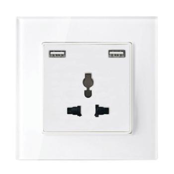 MULTI-FUNCT. SOCKET 16A WITH 2XUSB GLASS FRAME WH kép