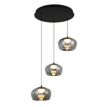 Nadia LED lógó lámpa, Ø 48 cm, füstszürke, üveg, 3 izzós