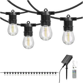 Napelemes GARLAND LED fényfüzér STARLIGHT NEO 10m 20x0.042W E27 LED2B, 1W, 2700K, meleg fehér, CRI≥80, IP54, KOBI-004522 kép