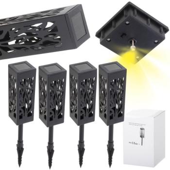 Napelemes kerti lámpa, áttört mintás, lamion LED, alkonykapcsoló, beépíthető, 4 db. kép