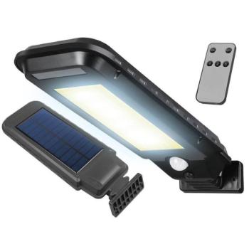 Napelemes kültéri lámpa, 30 W COB LED, 24 W, 2000 lm, mozgás- és alkonyatérzékelős, 2400 mAh-s akkumulátor, távirányító kép