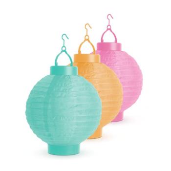 Napelemes lampion (színes, hidegfehér LED, 21 cm)