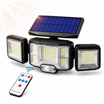Napelemes LED lámpa 192 LED – mozgásérzékelős kültéri fali lámpa távirányítóval JD-2192A (BBD) kép