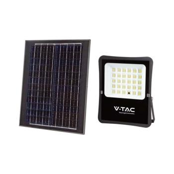 Napelemes LED reflektor, 6400K, hideg fehér, 2400lm, 100°, fekete, IP65, V-TAC, 6970 kép