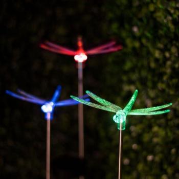 Napelemes szitakötő RGB LED lámpa alkonykapcsolóval