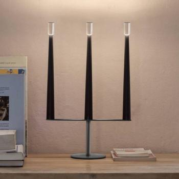 Nemo Sorrento LED-es újratölthető asztali lámpa, fekete, 3 lámpával, kép