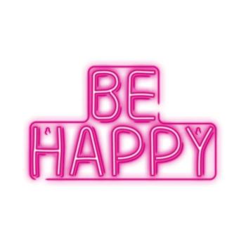 NEOLIA LED dekorációs plexi lámpa BE HAPPY, 36 lumen, ki/be kapcsoló, USB vagy 3xAA 1,5V, 2m kábel, kép