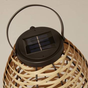 Netan napelemes LED teraszlámpa, barna, rattan, 23 cm, IP44 kép