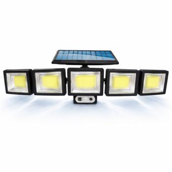 Nexolux napelemes LED fali lámpa – 5 fejes, 300 COB LED-es kültéri biztonsági lámpa mozgásérzékelővel (BBV) kép