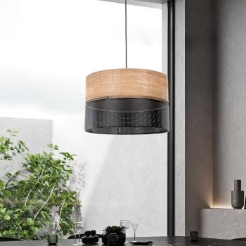 Nicol függőlámpa, fekete/fahatású, Ø 50 cm, 1 lámpa, 3 x E27 kép