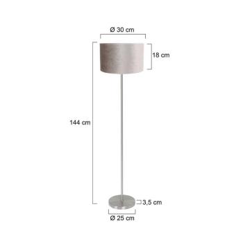 Noor álló világítás, acél/ezüst velúr, magasság 144 cm, E27 kép