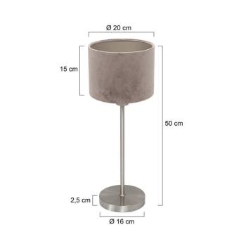 Noor asztali világítás, acél/ezüst velúr, magasság 50 cm, E27