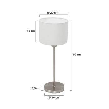 Noor asztali világítás, acél/fehér vászon, magasság 50 cm, E27 kép