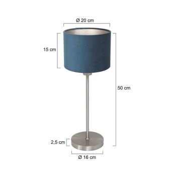 Noor asztali világítás, acél/kék velúr, magasság 50 cm, E27 kép