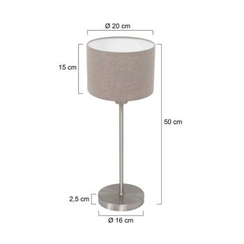 Noor asztali világítás, acél/sárszínű vászon, magasság 50 cm, E27 kép