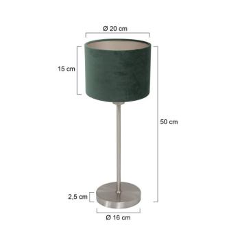 Noor asztali világítás, acél/zöld velúr, magasság 50 cm, E27 kép