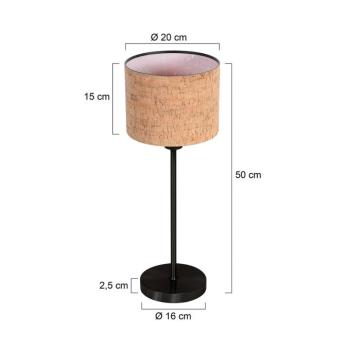Noor asztali világítás, fekete/barna parafa, magasság 50 cm, E27 kép