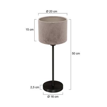 Noor asztali világítás, fekete/ezüst velúr, magasság 50 cm, E27 kép