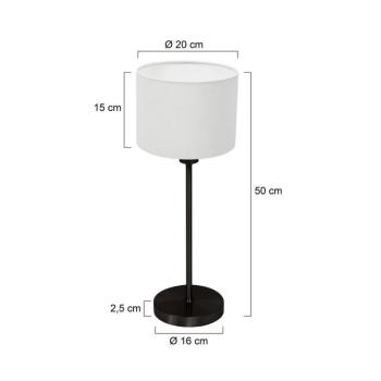 Noor asztali világítás, fekete/fehér vászon, magasság 50 cm, E27 kép