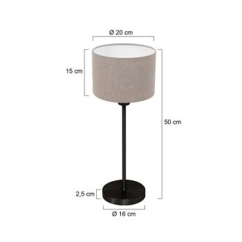 Noor asztali világítás, fekete/sárgásbarna vászon, magasság 50 cm, E27 kép