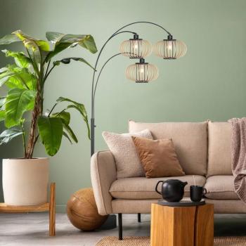 Nox Light álló lámpa, 3 izzós, fekete, bambuszrudakkal, E27 kép