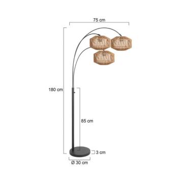 Nox Light álló lámpa, 3 izzós, fekete, barna kábel, E27 kép