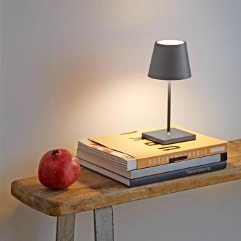Nuindie mini LED-es újratölthető asztali lámpa, USB, grafit, IP54, dimmelhető kép
