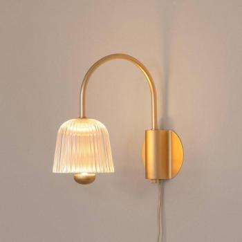 Nuura LED fali lámpa Asteea, szélesség 16 cm, sárgaréz színű/átlátszó kép