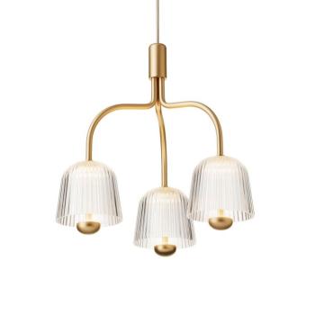 Nuura LED lógó lámpa Asteea 3, Ø 40 cm, sárgaréz színű/átlátszó kép