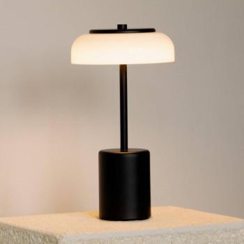 Nuura LED tölthető asztali világítás Blossi, magasság 26 cm, fekete/opál kép