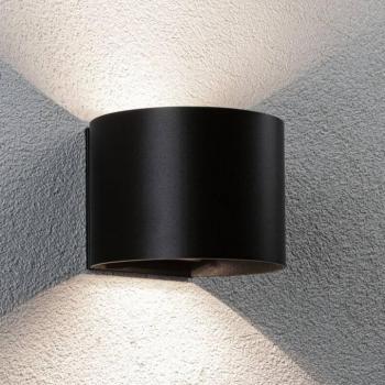 Nyora LED kültéri falilámpa, akkumulátoros, fekete, 14 cm, érzékelővel, IP44 kép