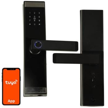 OKOS elektronikus ajtózár, intelligens kilincs, kód, ujjlenyomat, Bluetooth kép