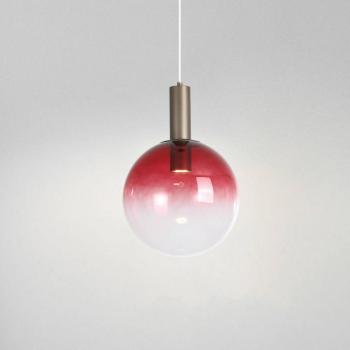 Ombre függő lámpa, gömb alakú, piros/fehér, Ø 30 cm, üveg kép