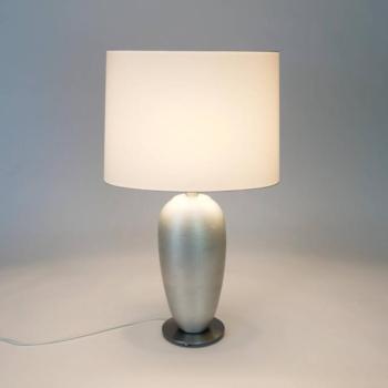 OMEGA OVAL asztali lámpa, ezüst/fehér, magasság 65 cm, kerámia, E27 kép