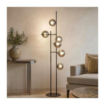 Ondaluce - Állólámpa JEWEL 6xE14/10W/230V 166 cm fekete/füstszínű PT.JEWEL/NERO kép