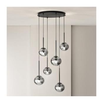 Ondaluce - JEWEL kábeles csillár 6xE14/10W/230V, átm. 55 cm, fekete/füstös fekete SO.JEWEL/R-6NERO kép