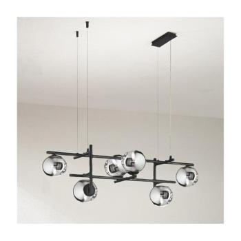 Ondaluce - JEWEL kábellel függesztett csillár 6xE14/10W/230V fekete/füstfekete SO.JEWEL/6-NERO