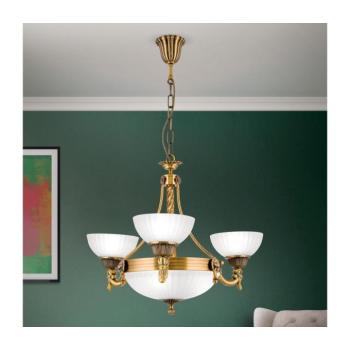 Orion LU 1689/3+3 - Csillár láncon ROCCA 6xE27/60W/230V átm. 64 cm bronz/fehér LU 1689/3+3 bronze kép