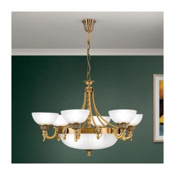 Orion LU 1689/6+3 - Csillár láncon ROCCA 9xE27/60W/230V átm. 75 cm bronz/fehér LU 1689/6+3 bronze kép