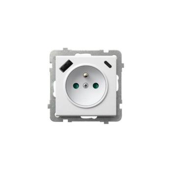 Ospel - Keret nélküli fali aljzat 230V + 1xUSB-A + 1xUSB-C SONATA fehér GP-1RZPUSBAC/m/00 kép