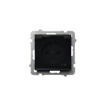 Ospel - Keret nélküli kültéri háztartási Schuko aljzat 230V SONATA IP44 fekete GPH-1RS/m/33/d kép